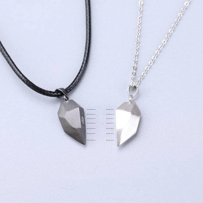 1 Pcs Pairs Magnetic Heart Pendant Copper Plated Tibetan Silver Rope Chain Couple Necklace For Women 5