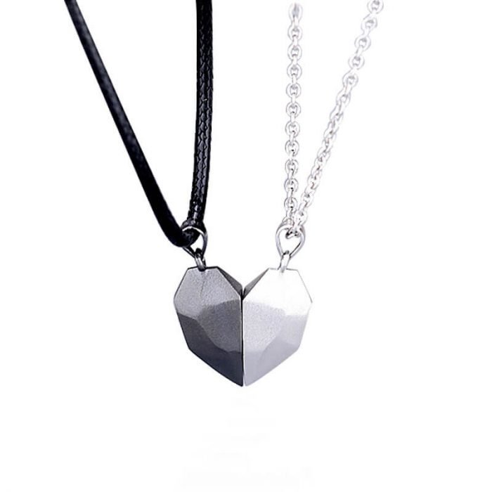 1 Pcs Pairs Magnetic Heart Pendant Copper Plated Tibetan Silver Rope Chain Couple Necklace For Women