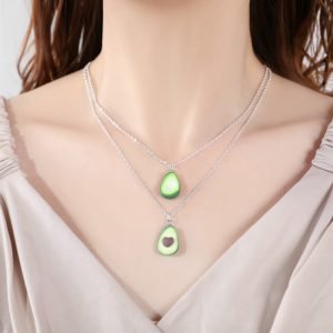 1 Pair Of Green Avocado Bff Friendship Necklace Pendant Cute Green Avocado Couple Necklace Set Gift 2