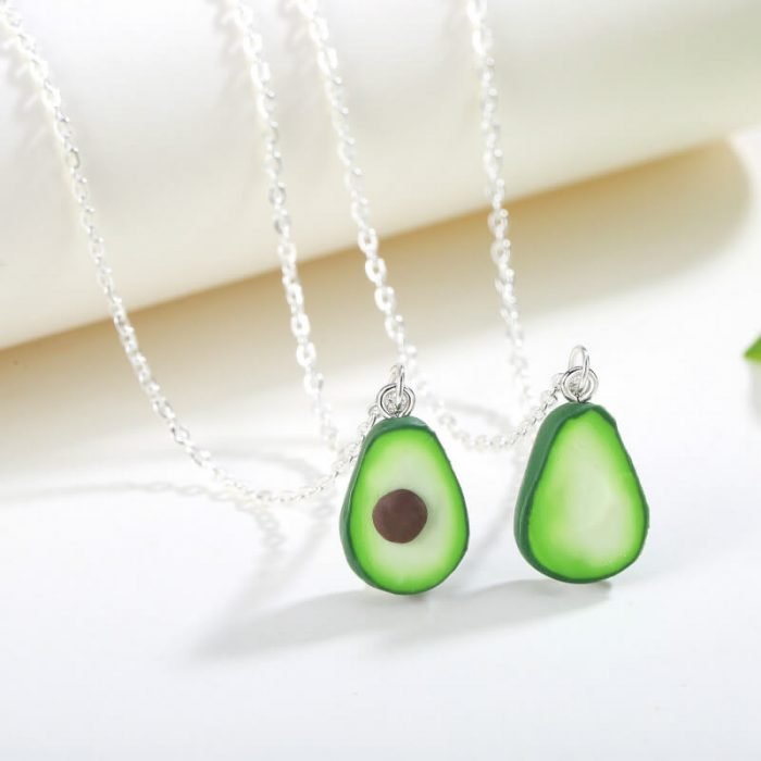 1 Pair Of Green Avocado Bff Friendship Necklace Pendant Cute Green Avocado Couple Necklace Set Gift 3