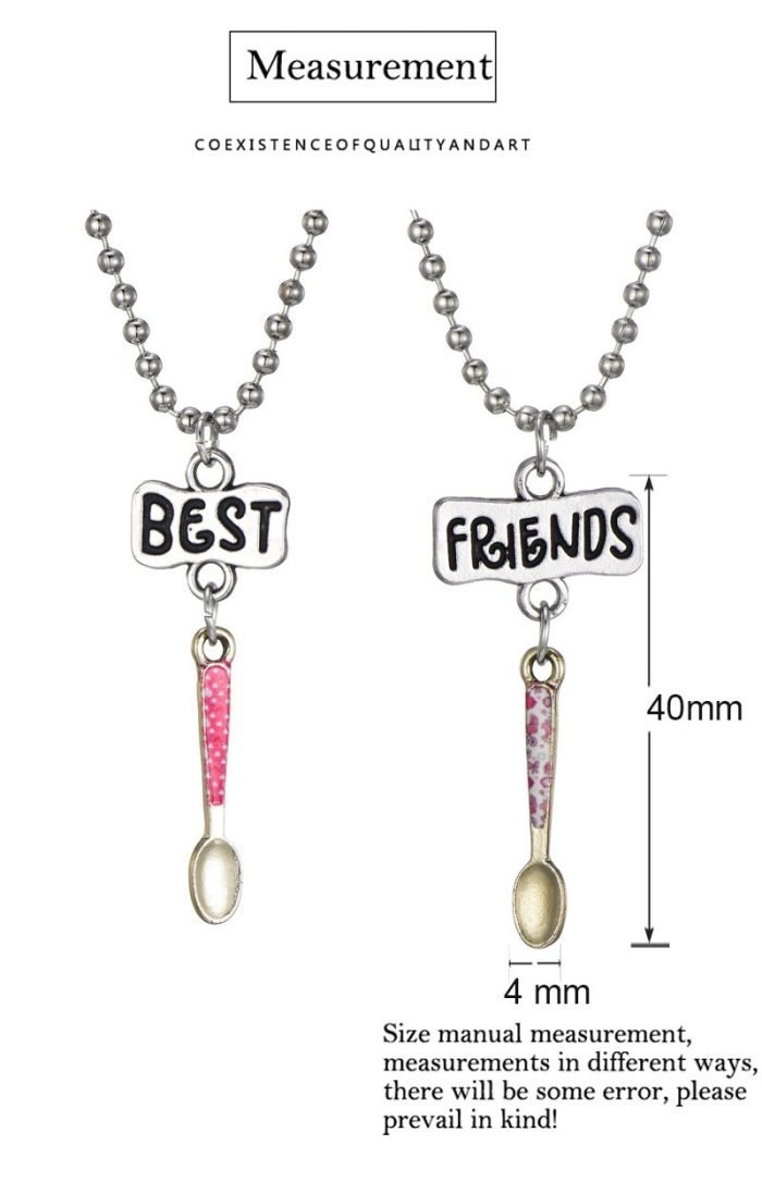 2PCS Pair Best Friends Spoon Necklaces Kids Imitation tablespoon Necklace For Children Jewelry Birthday Gifts MDNEN 2