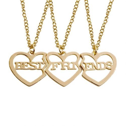 3 Pcs Set Best Friends Necklace Gold Heart Shaped Pendant BFF Necklaces Friendship Choker For Women