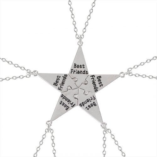 5 piece Best Friend Stitching Necklace Male And Female Students Bff Friendship Pendant Star Metal Choker