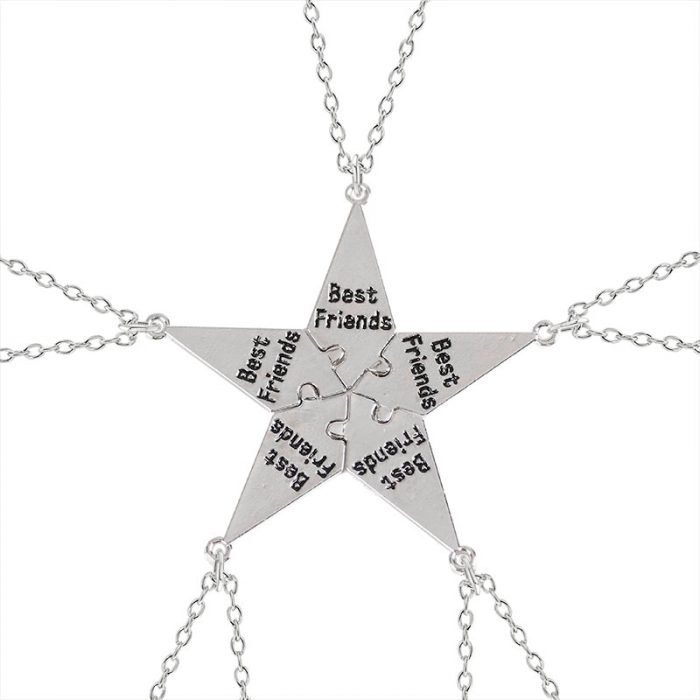 5 piece Best Friend Stitching Necklace Male And Female Students Bff Friendship Pendant Star Metal Choker