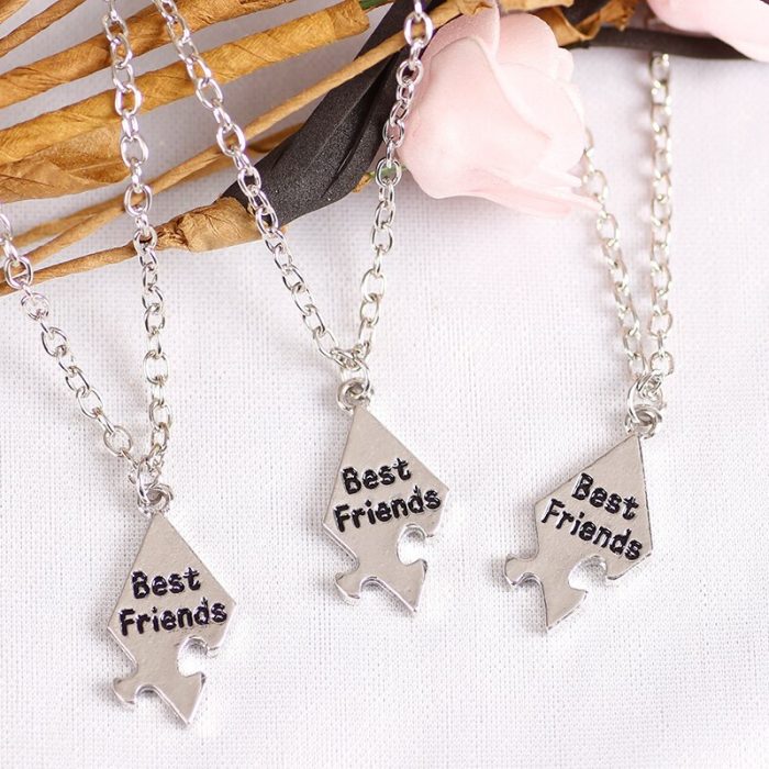 6 piece Best Friend Necklace Hexagon Letter Pendant Bff Choker Fashion Men And Women Friendship Necklace 3