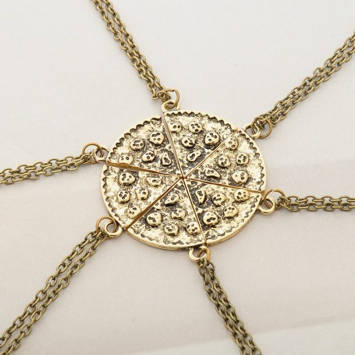 6pcs Set Pizza Pendant Necklaces BFF Best Friends Friendship Necklace Creative Men Women Birthday Gifts Jewelry 1