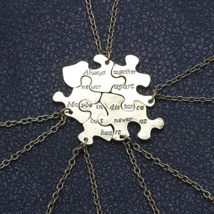 Always Together Never Apart 5 Pcs Set Best Friends Necklaces For Women Girls Vintage Puzzle 2