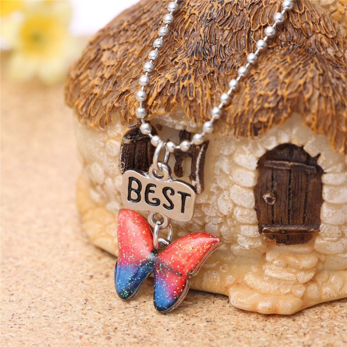 Cute Drop Oil Butterfly Necklaces For Women Best Friends Initial Necklace For Christmas Jewelry Wholesale 2 4