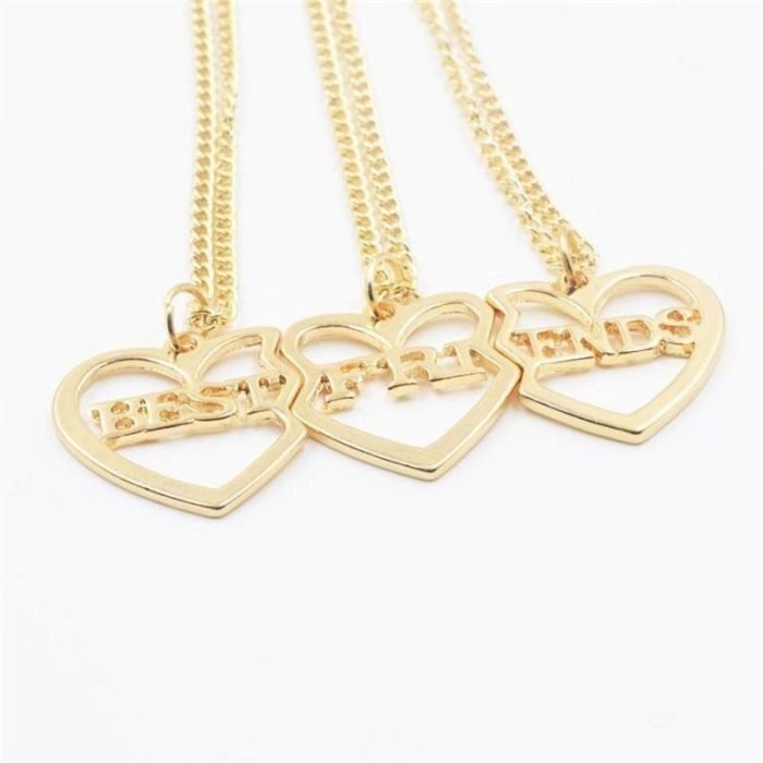 Fashion 3 Pieces Set Best Friends Broken Heart Pendant Necklace Women BBF Friendship Jewelry Gift 2