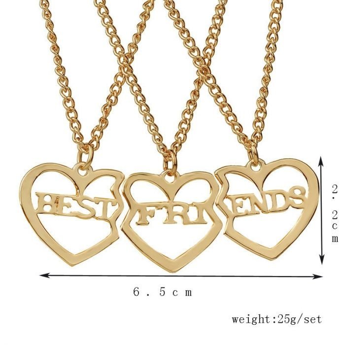 Fashion Best Friends Broken Heart Pendant Necklace Fashion 3pcs set Stitching Best Friends Forever Girlfriend Couple 1