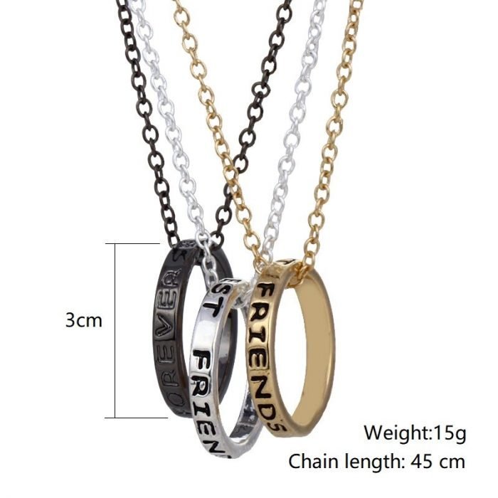 Fashion new best friend 3 pieces set of alloy color ring pendant fun wild men and 5