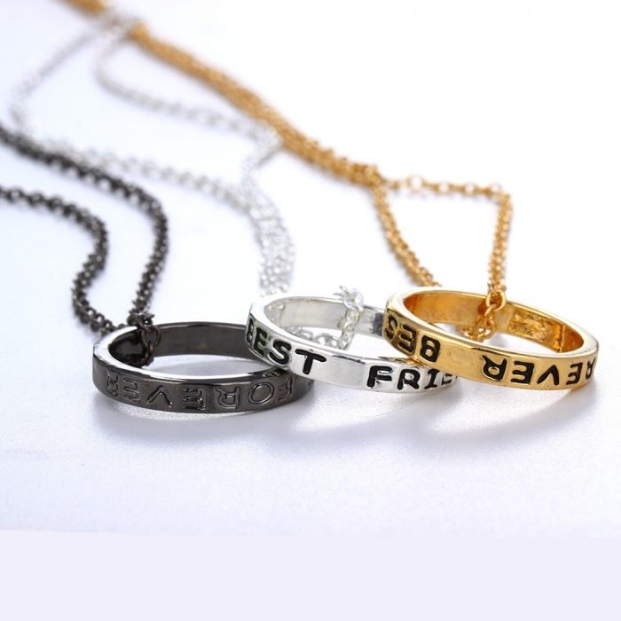 Fashion new best friend 3 pieces set of alloy color ring pendant fun wild men and