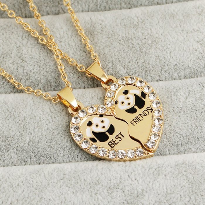 New 2 PCS Set Animal Best Friends Friendship Couple Two Parts Pendant Necklace Best Gifts For 2