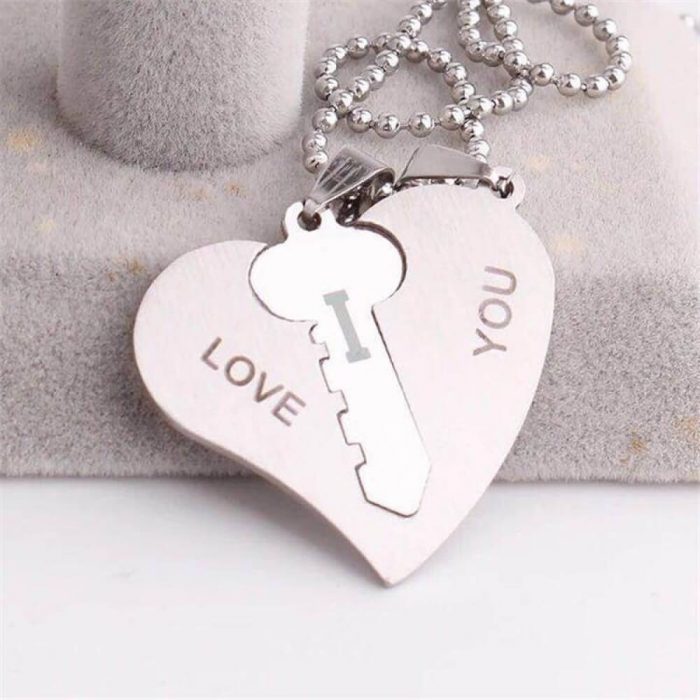 Silver Key To Heart I Love You Couple Necklaces In Titanium 1