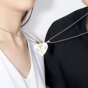 Silver Key To Heart I Love You Couple Necklaces In Titanium 4