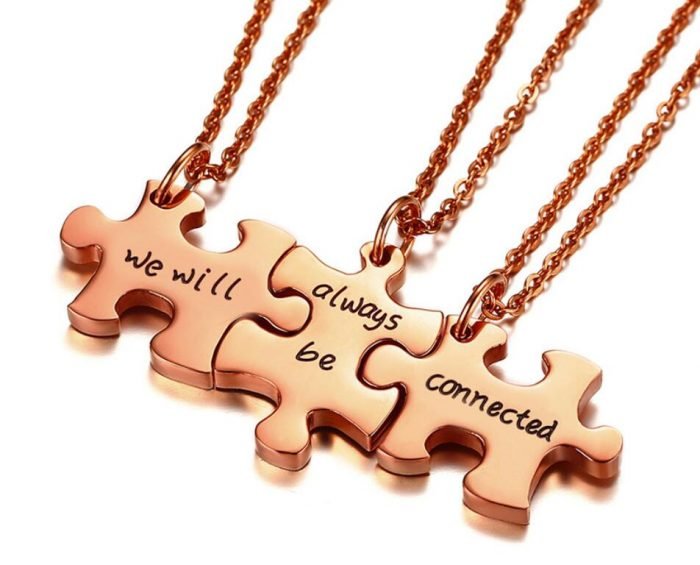 3PCS Best Friends Pendant Necklaces we will always be connected 2 Side by Side Or Miles 3