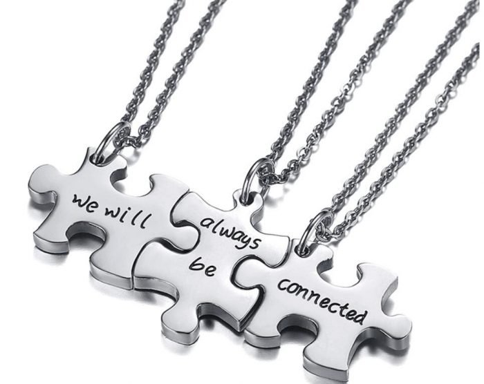 3PCS Best Friends Pendant Necklaces we will always be connected 2 Side by Side Or Miles 4