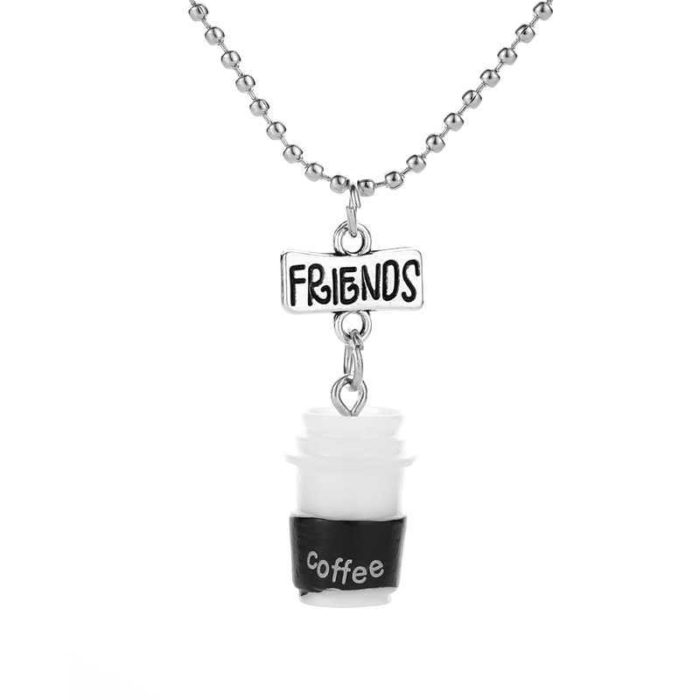 Cute BFF resin Oreo Biscuits And Coffee cup Pendant Necklace Best Friends Children Gift Friendship Jewelry 1