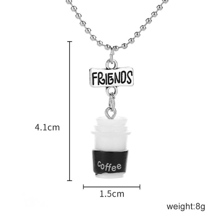 Cute BFF resin Oreo Biscuits And Coffee cup Pendant Necklace Best Friends Children Gift Friendship Jewelry 4