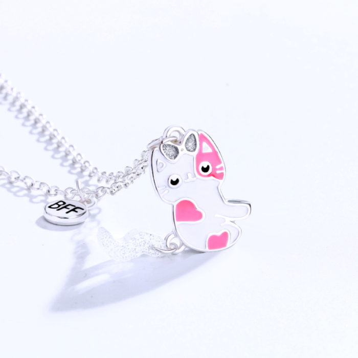 New Cute Cat Shape Pendant Chain Best Friends Necklace BFF Friendship Children s Jewelry Gift for 3