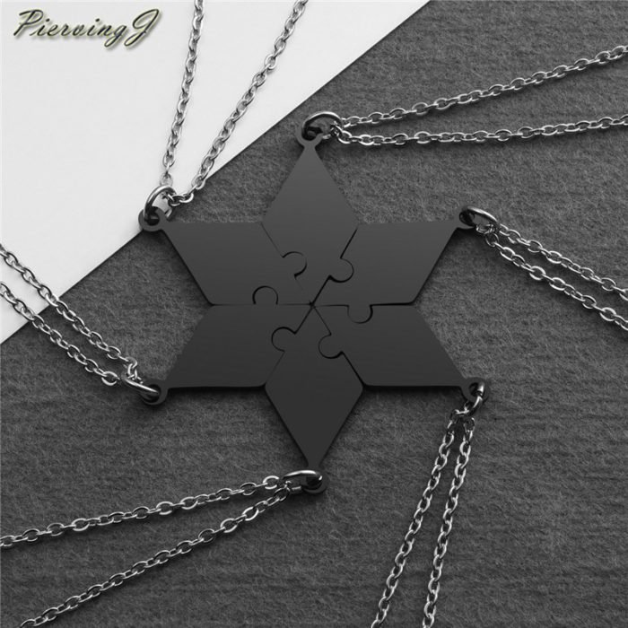 PiercingJ Customized Word Name Personalized 5 6 Piece BFF Pendant Necklace Friendship Charm Pendant Necklace Stainless 4