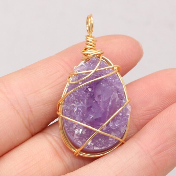 Natural Stone Amethyst Winding Irregular Water Drop Pendant For Jewelry Making DIY Necklace Earring Accessories Gems 2