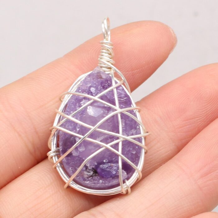 Natural Stone Amethyst Winding Irregular Water Drop Pendant For Jewelry Making DIY Necklace Earring Accessories Gems 3