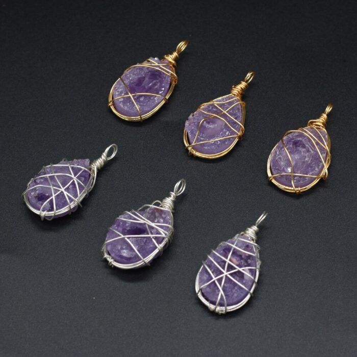 Natural Stone Amethyst Winding Irregular Water Drop Pendant For Jewelry Making DIY Necklace Earring Accessories Gems 5