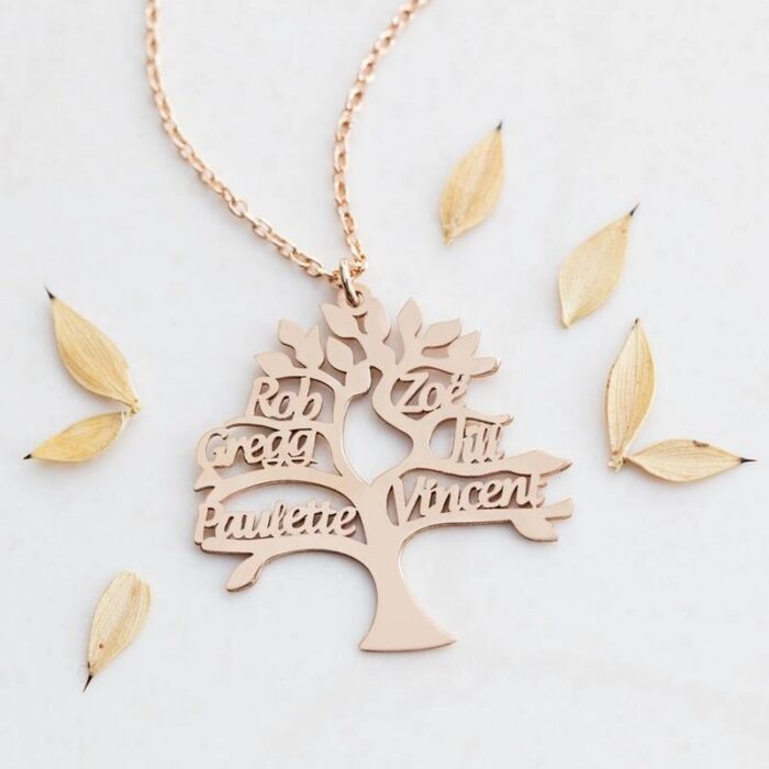 Tree of Life Pendant Necklace Personalized Family Member Name Stainless Steel Customized Product Jewelry Choker Gift 1