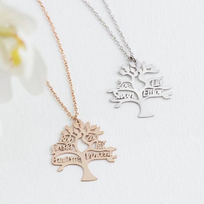 Tree of Life Pendant Necklace Personalized Family Member Name Stainless Steel Customized Product Jewelry Choker Gift 3