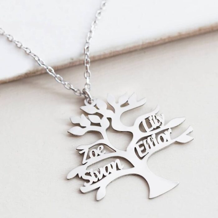 Tree of Life Pendant Necklace Personalized Family Member Name Stainless Steel Customized Product Jewelry Choker Gift 4