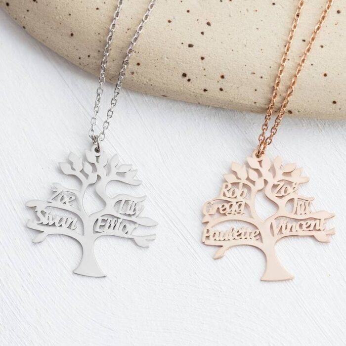 Tree of Life Pendant Necklace Personalized Family Member Name Stainless Steel Customized Product Jewelry Choker Gift 5