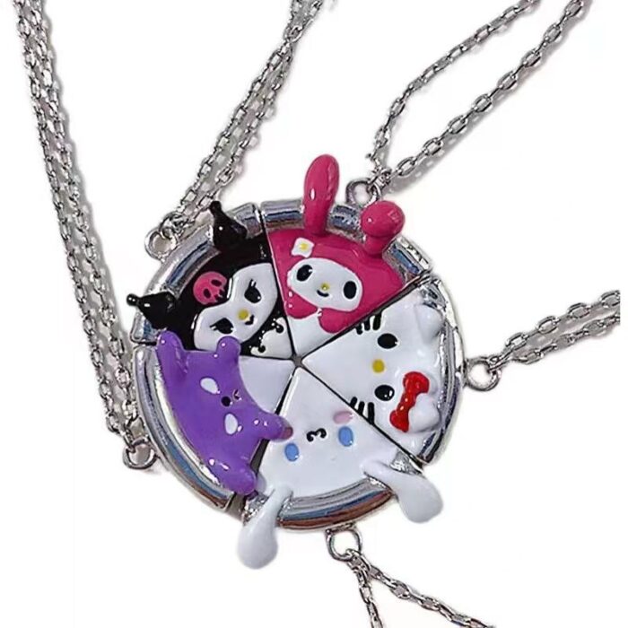 5pcs/set HelloKitty Kulome Melody Necklace Sanrio Cute Pendant Magnetic Sister Necklace Cartoon Fashion Jewelry Best Friend Gift